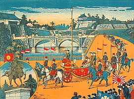 Meiji Emperor and Empress at Nujubashi