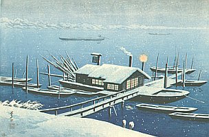 Ferry in Snow at Akabane