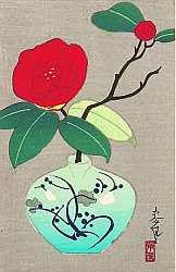 Camellia in Blue Vase