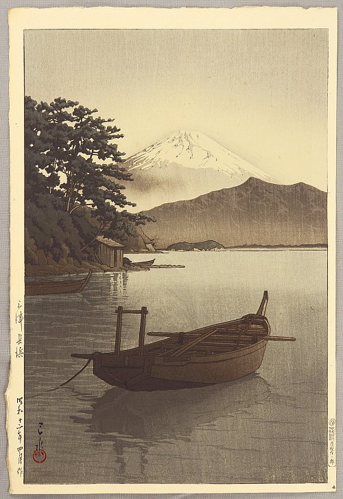 By Hasui Kawase - Mt.Fuji Seen from Nagahama, 1937