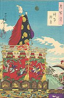 Dawn moon <br>of the Shinto rites <br>festival on a hill