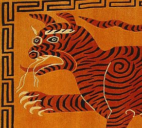 Detail from a Tibetan Tiger Rug