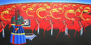 Lucky Elunchun - Woodcut, 1996, copyright Chen Long