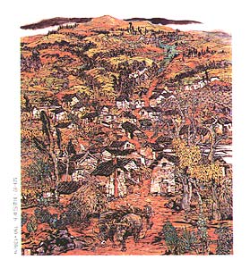 Village in the Golden Autumn - copyright Li Ping