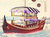 Boat Excursion During Tokugawa Era - by Chikanobu, 1898