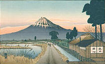 The sunset in the town of Fuji-mach