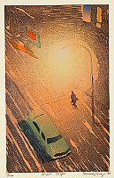 Night Shift, 1985, woodblock - copyright Sarah Brayer
