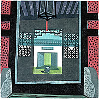 Middle Gate, color woodcut, 1996