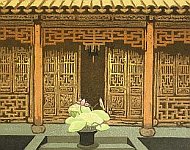 The Hall of Gardens, color woodcut, 1999