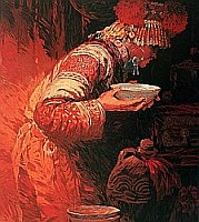Wedding Feast, reduction woodblock, 1991 - copyright Yang Dehua's widow