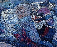 Mountain Breeze, reduction woodblock, 1992 - copyright Yang Dehua's widow