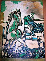 Reduction woodcut block  - copyright Yang Yongsheng