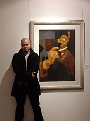 In front of one of his latest print works In front of one of his latest print works
