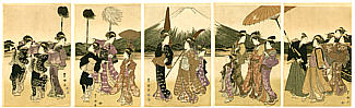 Toyokuni Utagawa 1769-1825 - Courtesan and Mt. Fuji (5 oban prints) - artelino Art Auctions. Toyokuni Utagawa 1769-1825 - Courtesan and Mt. Fuji (5 oban prints)