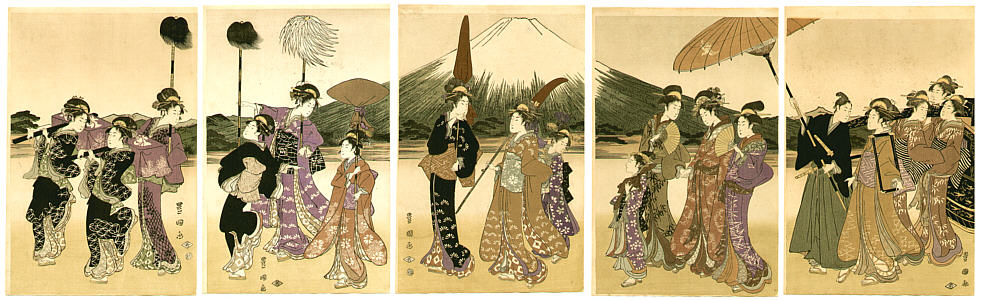 Toyokuni Utagawa 1769-1825 - Courtesan and Mt. Fuji (5 oban prints) - artelino Art Auctions. Toyokuni Utagawa 1769-1825 - Courtesan and Mt. Fuji (5 oban prints)