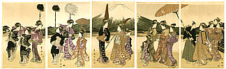 Toyokuni Utagawa 1769-1825 - Courtesan and Mt. Fuji (5 oban prints) - artelino Art Auctions. Toyokuni Utagawa 1769-1825 - Courtesan and Mt. Fuji (5 oban prints)