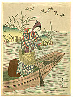 Harunobu Suzuki 1724-1770 - Fisherman and Birds - artelino Art Auctions. Harunobu Suzuki 1724-1770 - Fisherman and Birds