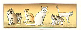 Tsukasa Yoshida born 1949 - Seven Cats - artelino Art Auctions. Tsukasa Yoshida born 1949 - Seven Cats
