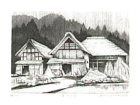 Koichi Sakamoto born 1932 - House in Mountain Village - artelino Art Auctions. Koichi Sakamoto born 1932 - House in Mountain Village