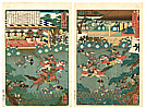 Yoshitsuya Koko 1822-1866 - Horse Race - Tokaido No Uchi (2 oban sheets) - artelino Art Auctions. Yoshitsuya Koko 1822-1866 - Horse Race - Tokaido No Uchi (2 oban sheets)