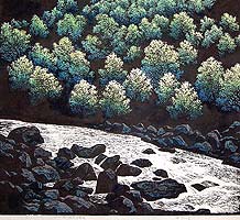 Shi Yi born 1939 - Green Mountains besides the Crystal River