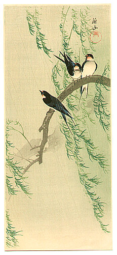 Sozan Ito 1884-? - Barn Swallows and Willow - artelino Art Auctions. Sozan Ito 1884-? - Barn Swallows and Willow