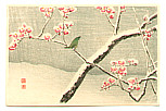 Hiroaki Takahashi 1871-1945 - Bush Warbler and Snowy Plum Tree (post card size) - artelino Art Auctions. Hiroaki Takahashi 1871-1945 - Bush Warbler and Snowy Plum Tree (post card size)
