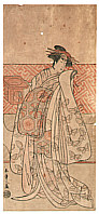 Shunsho Katsukawa 1726-1792 - Beauty in Butterfly Kimono (hosoban format) - artelino Art Auctions. Shunsho Katsukawa 1726-1792 - Beauty in Butterfly Kimono (hosoban format)