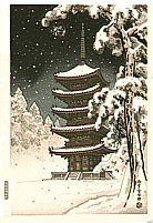 Nisaburo Ito 1910-1988 - Ninnaiji Temple Pagoda in Snow - artelino Art Auctions. Nisaburo Ito 1910-1988 - Ninnaiji Temple Pagoda in Snow