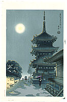 Benji Asada 1899-1984 - Moon at Kiyomizu Temple - artelino Art Auctions. Benji Asada 1899-1984 - Moon at Kiyomizu Temple