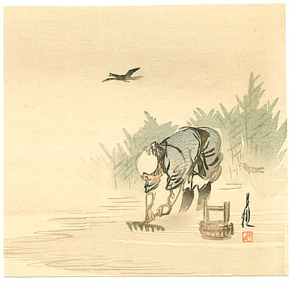 Gekko Ogata 1859-1920 - Clam Hunting - artelino Art Auctions. Gekko Ogata 1859-1920 - Clam Hunting