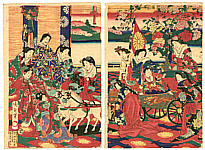 Chikanobu Toyohara 1838-1912 - Toy Horse Carriage - artelino Art Auctions. Chikanobu Toyohara 1838-1912 - Toy Horse Carriage