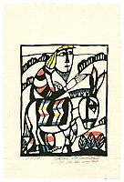 Sadao Watanabe 1913-1996 - Jesus on Donkey - Story of the Bible - artelino Art Auctions. Sadao Watanabe 1913-1996 - Jesus on Donkey - Story of the Bible