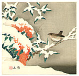 Chikuseki active ca. 1900 - Bird on Snowy Branch - artelino Art Auctions. Chikuseki active ca. 1900 - Bird on Snowy Branch