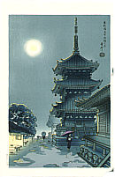 Benji Asada 1899-1984 - Moon at Kiyomizu Temple - artelino Art Auctions. Benji Asada 1899-1984 - Moon at Kiyomizu Temple