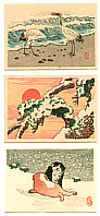 Hiroaki Takahashi 1871-1945 - Three Miniature Prints - artelino Art Auctions. Hiroaki Takahashi 1871-1945 - Three Miniature Prints