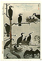 Shiro Kasamatsu 1898-1992 - Cormorants - artelino Art Auctions. Shiro Kasamatsu 1898-1992 - Cormorants