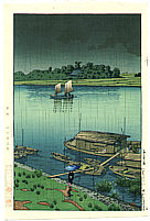 Hasui Kawase 1883-1957 - Arakawa River in May Rain - artelino Art Auctions. Hasui Kawase 1883-1957 - Arakawa River in May Rain