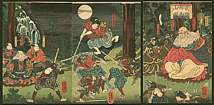 Yoshikazu Utagawa active ca.1850-70 - Practice with Tengu - artelino Art Auctions. Yoshikazu Utagawa active ca.1850-70 - Practice with Tengu