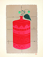 Tadashige Nishida born 1942 - Red Flower Vase - artelino Art Auctions. Tadashige Nishida born 1942 - Red Flower Vase