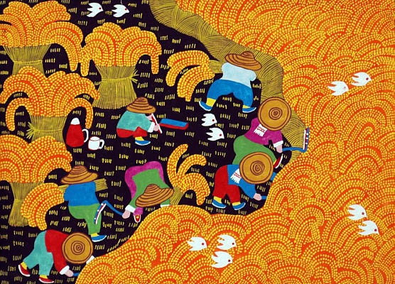 Li Chuanmin born 1970 - Picking up Wheat - artelino Art Auctions. Li Chuanmin born 1970 - Picking up Wheat
