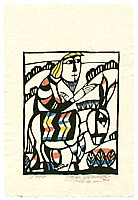 Sadao Watanabe 1913-1996 - Jesus on a Donkey - Story of the Bible - artelino Art Auctions. Sadao Watanabe 1913-1996 - Jesus on a Donkey - Story of the Bible