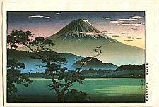 Koitsu Tsuchiya 1870-1949 - Evening Glow at Lake Sai - artelino Art Auctions. Koitsu Tsuchiya 1870-1949 - Evening Glow at Lake Sai