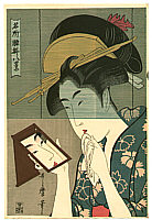Utamaro Kitagawa 1750-1806 - Beauty with Mirror - artelino Art Auctions. Utamaro Kitagawa 1750-1806 - Beauty with Mirror