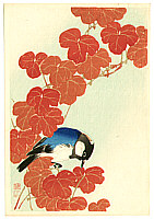 Sozan Ito 1884-? - Blue and White Bird and Red Leaves - artelino Art Auctions. Sozan Ito 1884-? - Blue and White Bird and Red Leaves