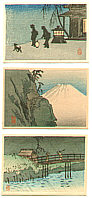 Hiroaki Takahashi 1871-1945 - Three Miniature Prints - artelino Art Auctions. Hiroaki Takahashi 1871-1945 - Three Miniature Prints