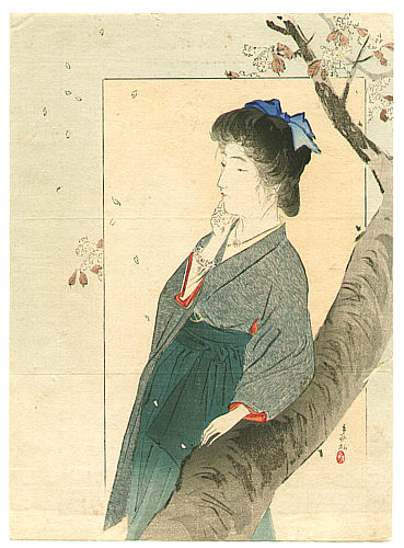 Toshimine Tsutsui 1863-1934 - Beneath Flowers - artelino Art Auctions. Toshimine Tsutsui 1863-1934 - Beneath Flowers