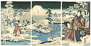 Hiroshige II Utagawa 1829-1869 - Prince Genji and Mt.Fuji - artelino Art Auctions. Hiroshige II Utagawa 1829-1869 - Prince Genji and Mt.Fuji