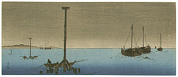Gesso Yoshimoto 1881-1936 - Ship in the Evening - artelino Art Auctions. Gesso Yoshimoto 1881-1936 - Ship in the Evening