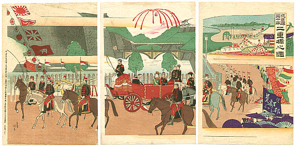 Yasuji Inoue 1864 - 1889 - Fireworks at Nijubashi Bridge - artelino Art Auctions. Yasuji Inoue 1864 - 1889 - Fireworks at Nijubashi Bridge